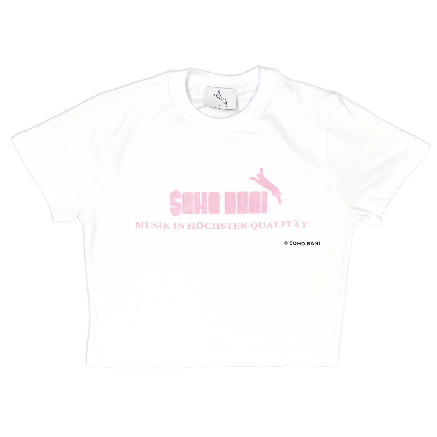 WHITE PINK CROPPED $OHO SHIRT